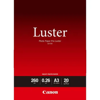 Fotopapír Canon LU-101 Photo Paper, LU-101, foto papír, lesklý, 6211B007, bílý, A3, 260 g/m2, 20 ks,