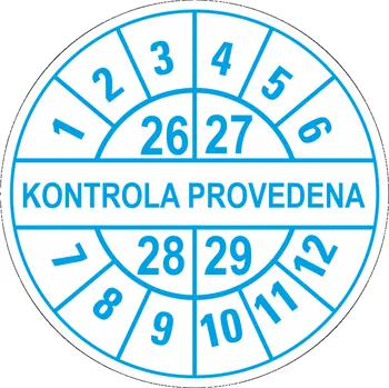 Samolepící etiketa Kontrola provedena 26-29 samolepící vinylová fólie 40 mm aršík 10 kusů