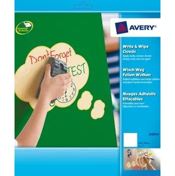 Speciální papír AVERY Žluté mraky Write & Wipe (psát a otřít) 254x254mm, 4 listy - 24914