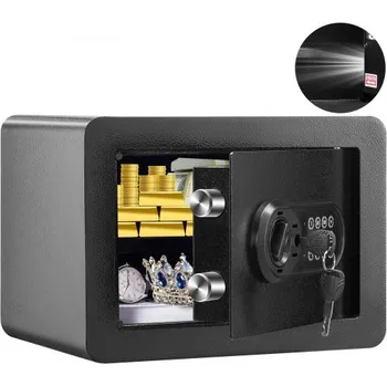 Trezor VEVOR Safe, domácí trezor o objemu 14,2 l, ocelový bezpečnostní trezor s digitální klávesnicí a 2 klíči, nástěnný skříňový trezor chrání hotovost, zlato, šperky a dokumenty pro domácnost i hotel, 35,1 x 24,9 x 24,9 cm