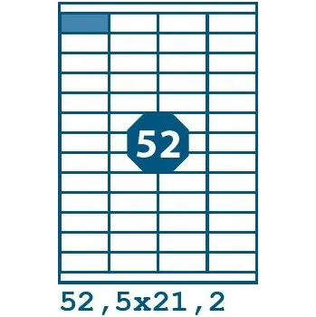 Speciální papír Print etikety 52,5 x 21,2 mm 52 etiket na A4 100 listů, bílé - V0002737