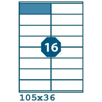 Speciální papír Print etikety 105 x 36 mm 16 etiket na A4 100 listů, bílé - V0005060