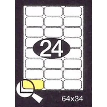 Speciální papír Print etikety 64 x 34 mm 24 etiket na A4 100 listů, bílé -
