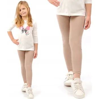 LAEMI dětské legíny dlouhé klasické bavlna béžové velikost 128