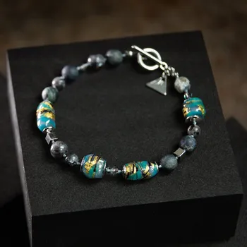 Náramek Lampglas Cedar Stone zelená 23,5 cm