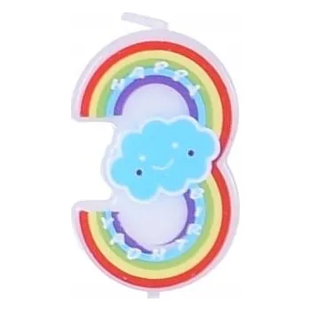 Dortová svíčka Svíčka na narozeninový na dort číslice "3" Duhová