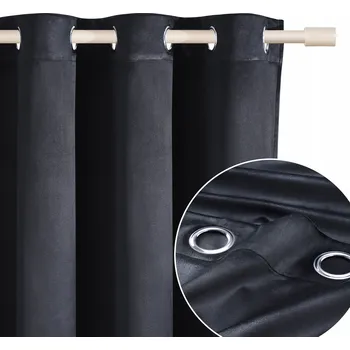 Obraz Hotový závěs VELUR velurový závěs samet s kroužky 180x280 Bianca černý