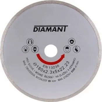 Řezný kotouč Diamantový, plný diamantový kotouč Ø 180 x 22,2 mm, DIAMANT