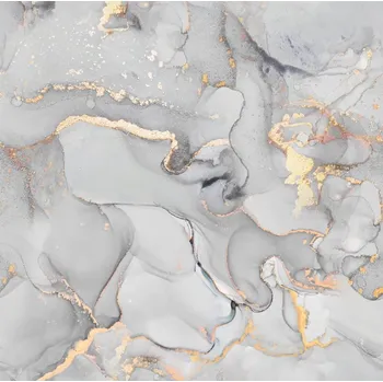 VODĚODOLNÁ LÁTKA OXFORD VZOR ŠEDÝ MARMOR SE ZLATÝM