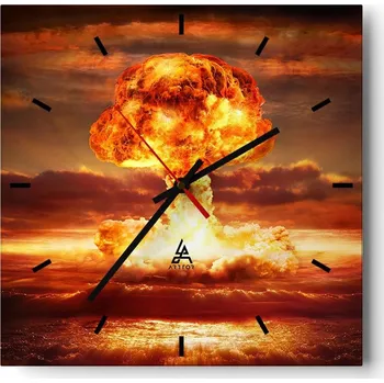 Hodiny Velké nástěnné hodiny 40x40 cm - Skleněné hodiny čtvercové - Tiché