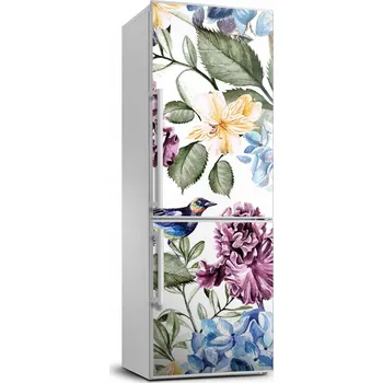 Fototapeta Samolepící dýha na ledničku Květiny a ptáci