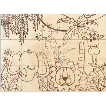 Dřevěná hračka Zabawka układanka logiczna Drewniane puzzle pro děti z překližky DŽUNGLE