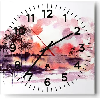 Hodiny Nástěnné hodiny do obýváku 40x40 Krajina Bezhluczne Skleněné hodiny Tiché