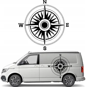 Samolepicí dekorace na vozidlo SAMOLEPKA na obytný vůz KOMPAS RŮŽICE VĚTRŮ 90x91