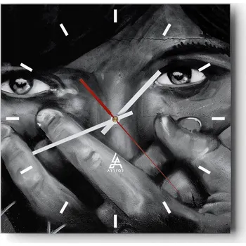 Hodiny Velké nástěnné hodiny na zeď 40x40 Žena Skleněné hodiny Čtvercové Tiché