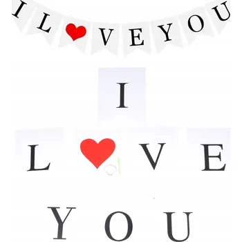 GIRLANDA BANNER I LOVE YOU ČERVENÉ SRDCE NA ZÁSNUBY VALENTÝNA