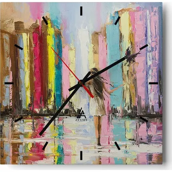 Hodiny Velké nástěnné hodiny 40x40 Abstrakce Skleněné tiché hodiny