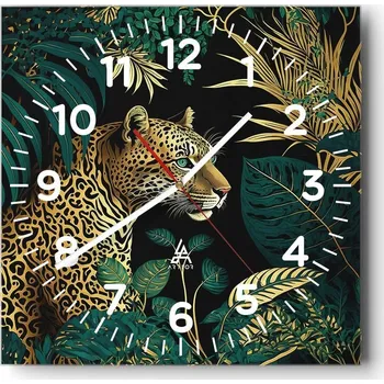 Hodiny Nástěnné hodiny do obýváku 40x40 Leopard Tiché Skleněné hodiny Bez hlučnosti