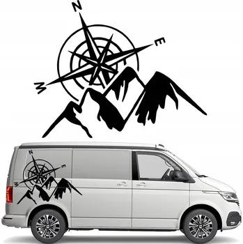 Samolepicí dekorace na vozidlo SAMOLEPKA na auto Karavan RŮŽE VĚTRŮ HORY 45x57