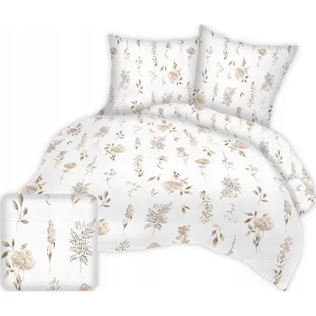 Povlečení Krepové povlečení 160x200 bílá béžová květinová louka