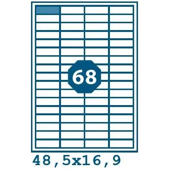 Samolepící etiketa Print etikety 48,5 x 16,9 mm 68 etiket na A4 100 listů, bílé - V0003420