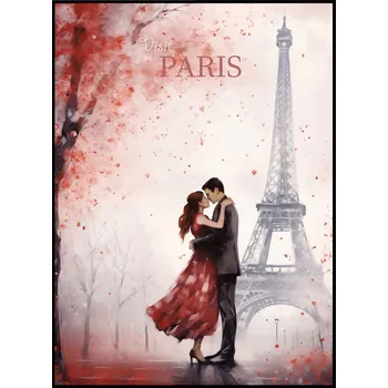 Obraz Plakát na zeď - Série: Romantická města Eiffelova věž bez rámu 29,7 x 42 cm
