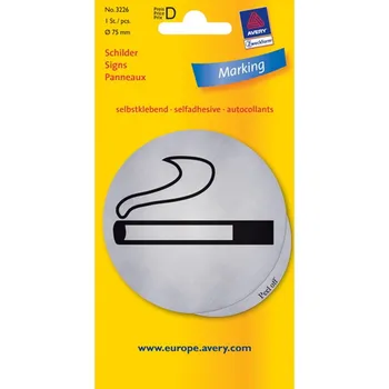 Kancelářské potřeby AVERY Piktogram Kouřit povoleno průměr 75 mm, stříbrný - 3226