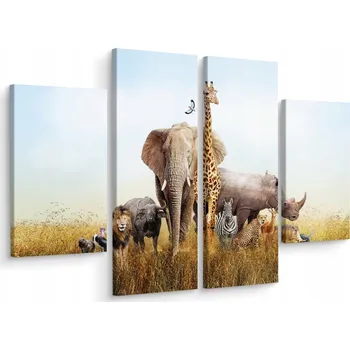 Obraz Obraz Divoká ZVÍŘATA Safari 3D, 4 Díly, 80x60 cm