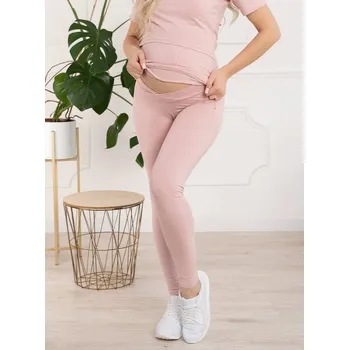 FMM Těhotenské legíny s nízkým pasem pudrově růžové bavlněné Velikost: XL