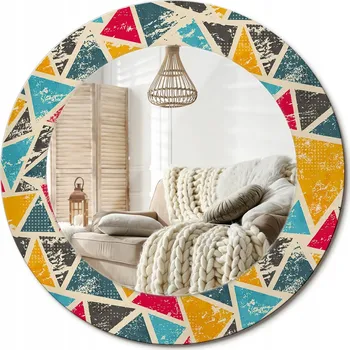 Zrcadlo Loftové zrcadlo s ozdobným skleněným rámem Kompozice retro průměr 50 cm