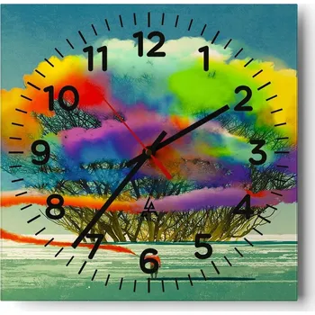 Hodiny Kuchyňské nástěnné hodiny 30x30 Abstrakce Skleněné hodiny do obýváku Moderní Tiché