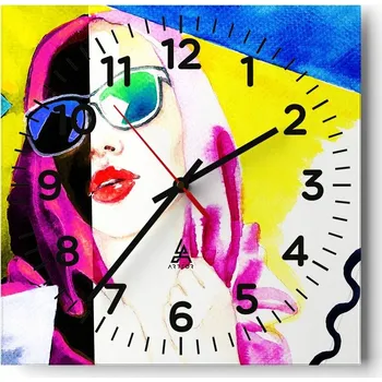 Hodiny Nástěnné hodiny do kuchyně 30x30 Žena Stylové hodiny na skle Loft Tiché