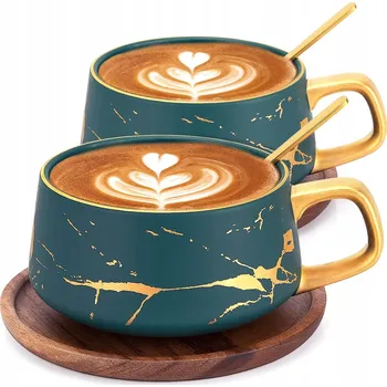 Hrnek TELANKS Černo-zlatý porcelán 300 ml