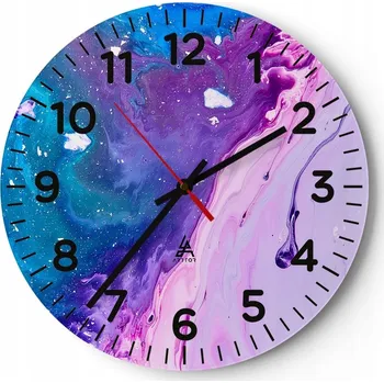 Hodiny Nástěnné hodiny do obýváku 40x40 Abstrakce Kulatý Skleněné hodiny Loft Tiché