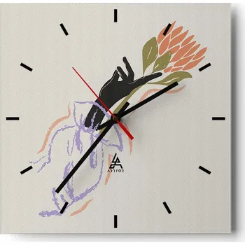 Hodiny Nástěnné hodiny do kuchyně 30x30 Ruka Stylové hodiny na skle Loft Tiché