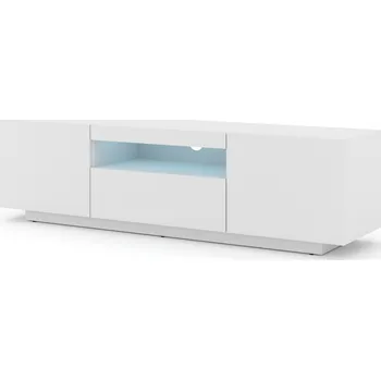 Televizní stolek TV stolek AURA 150 cm univerzální stojící / závěsný bílý mat + LED