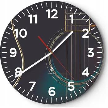 Hodiny Kuchyňské nástěnné hodiny 30x30 Kytara Moderní skleněné hodiny Tichý chod do obýváku