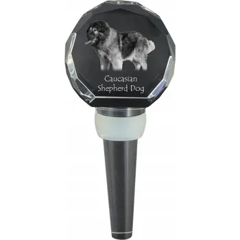 Koreček do láhve s fotkou kavkazského pasteveckého psa, zátka na víno se psem