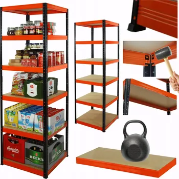 Dílenský regál Kovový dílenský regál HELIOS 196x35x35cm 6 polic x 175kg ZÁTĚŽOVÝ POLSKÝ