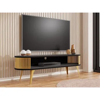 Televizní stolek TV stolek Mozimo Gold, Barva: zlatá / černý molet MIRJAN 5903211392351