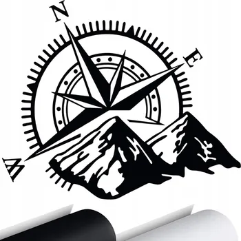 Samolepicí dekorace na vozidlo SAMOLEPKA NA AUTO KOMPAS HORY OFFROAD 11x13 cm