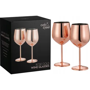 Sklenice Skleničky na bílé víno, skleničky červené víno, skleničky na vodu Oak & Steel Golds2 růžová 500ml 2 ks