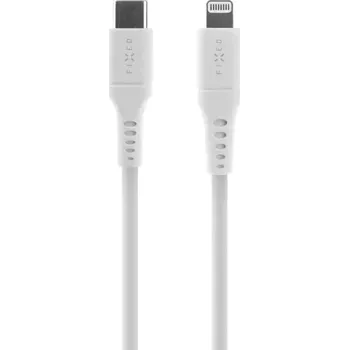 Datový kabel Liquid silicone kabel FIXED s konektory USB-C/Lightning a podporou PD, 1.2m, MFi, bílý