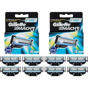 Příslušenství k holicímu strojku Gillette Mach 3 náhradní břity 8 ks, žiletky do holicího strojku, náhradní hlavice