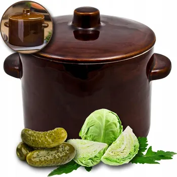 Hrnec HRNEC S VÍČKEM, KAMENINOVÝ SUD K NAKLÁDÁNÍ OKUREK, ZELÍ A KERAMICKÝ 1,5 L