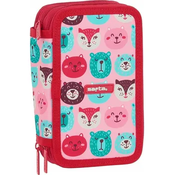 Penál Penál SAFTA - Růžový tříkomorový