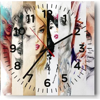Hodiny Nástěnné hodiny do obýváku 40x40 Žena Bezhluké hodiny na skle Tiché