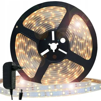 LED osvětlení LED PÁSEK 230V BÍLÁ TEPLÁ VODĚODOLNÁ 5M SMD + ZDROJ