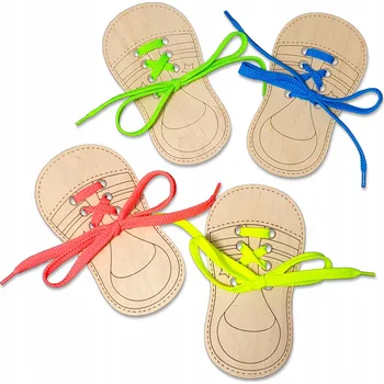 Dřevěná hračka POMŮCKA PRO VÝUKU VÁZÁNÍ, DŘEVĚNÁ EDUKAČNÍ HRAČKA