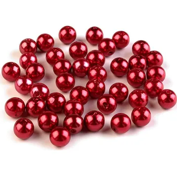 Korálek Plastové voskové korálky / perly Glance Ø8 mm Varianta: F80 červená, Balení: 500 g